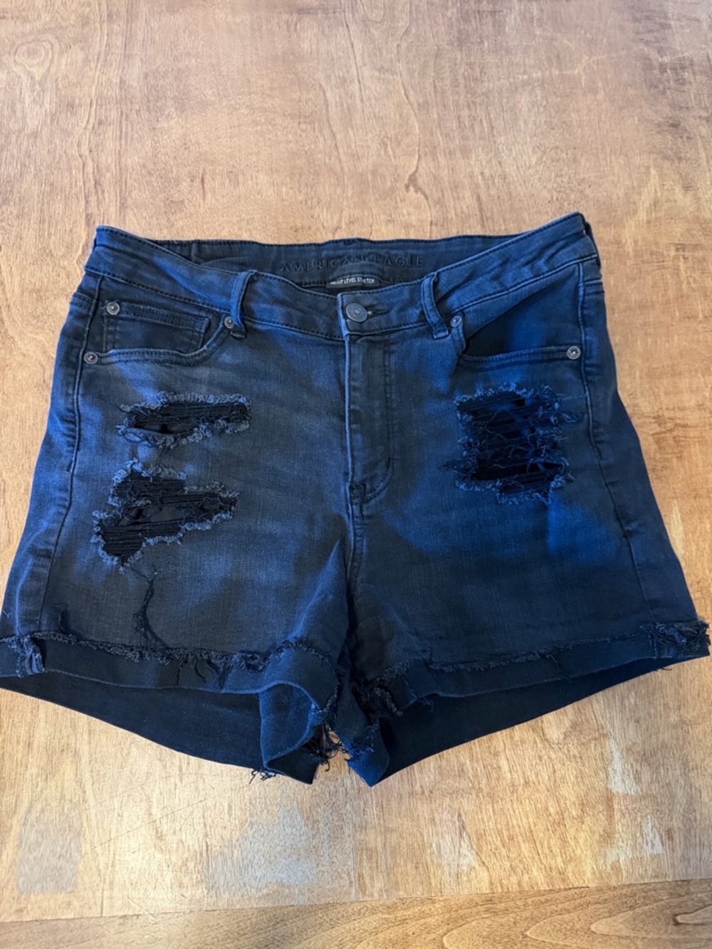 American Eagle Outfitters Black Distressed Jean Shorts